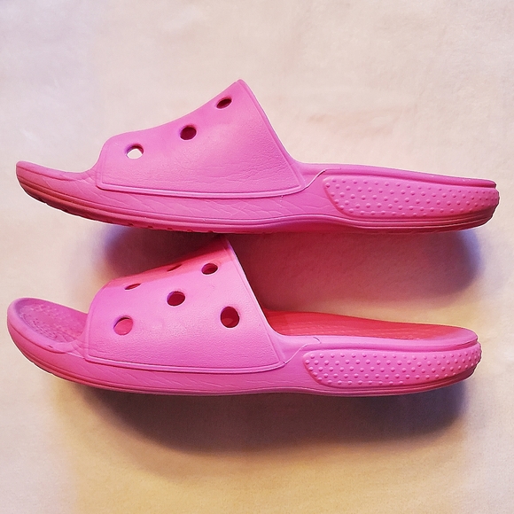 Crocs Pink Slide Children's Girls Size J2 - Picture 5 of 10
